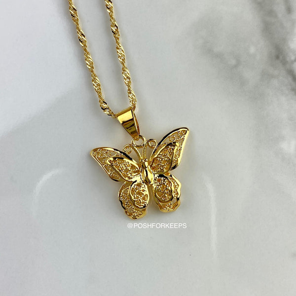 18K GOLD BUTTERFLY WISH NECKLACE