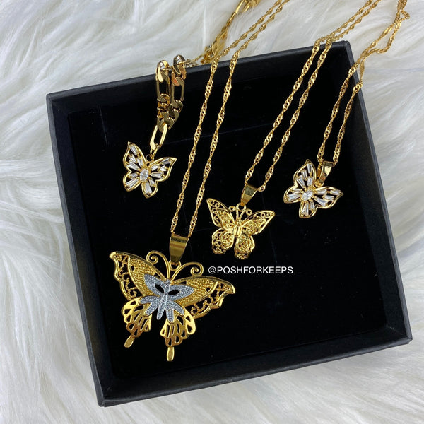 18K GOLD BUTTERFLY LACE NECKLACE