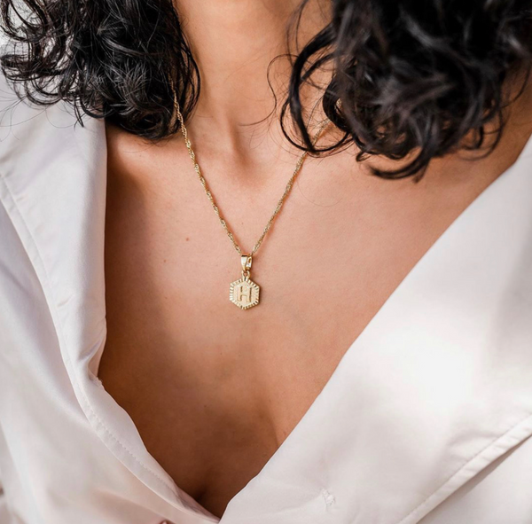 18K GOLD INITIAL PENDANT NECKLACE
