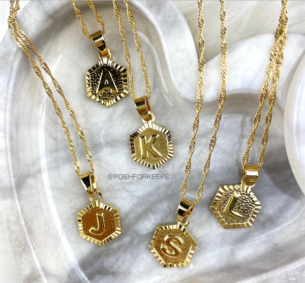 18K GOLD INITIAL PENDANT NECKLACE
