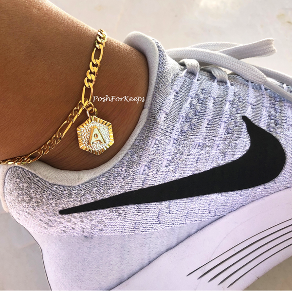 18K GOLD INITIAL ANKLET