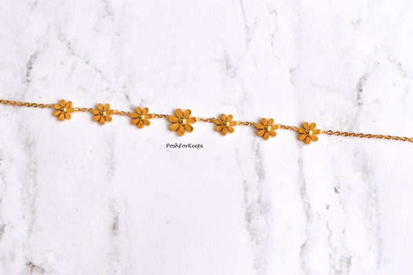 18K GOLD DAISY FLOWER ANKLET