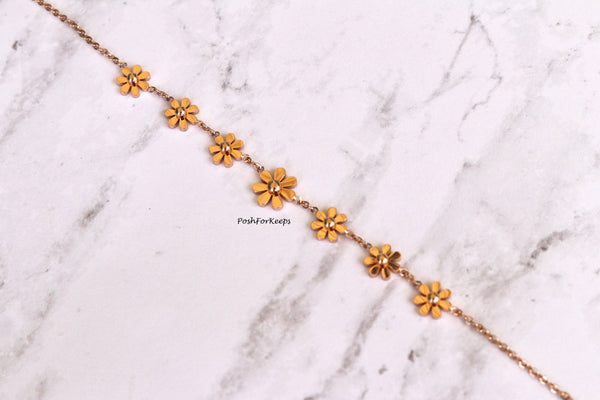 18K ROSE GOLD DAISY FLOWER ANKLET