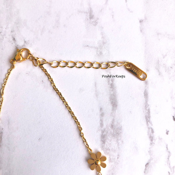 18K GOLD DAISY FLOWER ANKLET