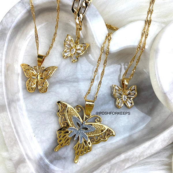 18K GOLD BUTTERFLY KISS CHOKER