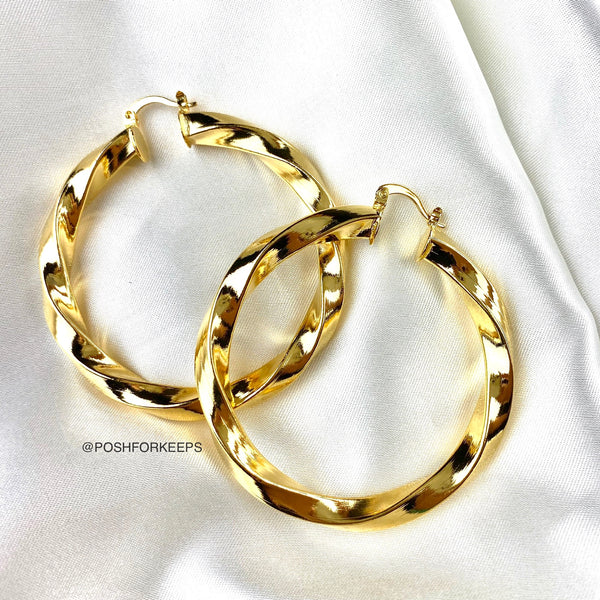 18K GOLD TWIST HOOPS