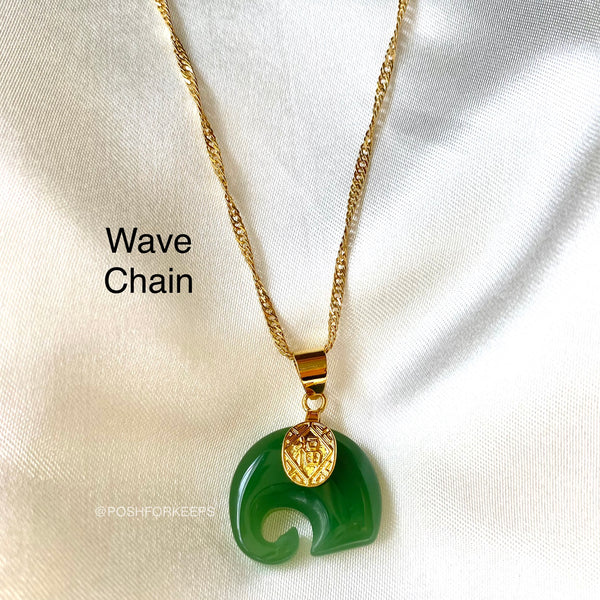 18K GOLD JADE ELEPHANT NECKLACE