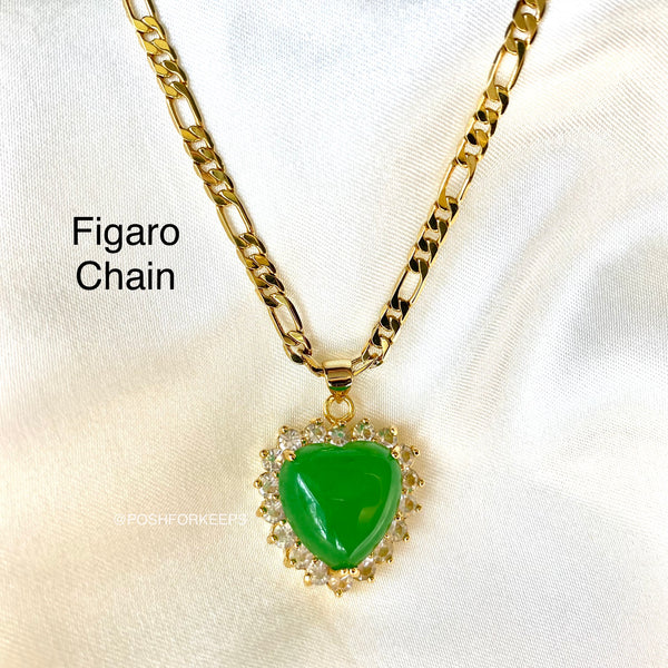 18K GOLD JADE HEART NECKLACE