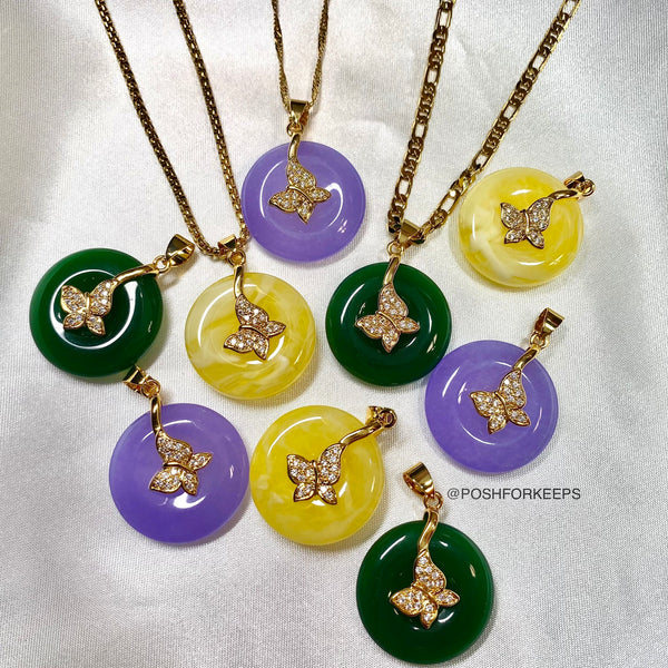 18K GOLD JADE BUTTERFLY NECKLACE