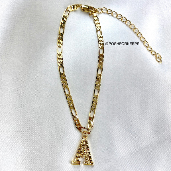 18K GOLD BLOCK INITIAL ANKLET