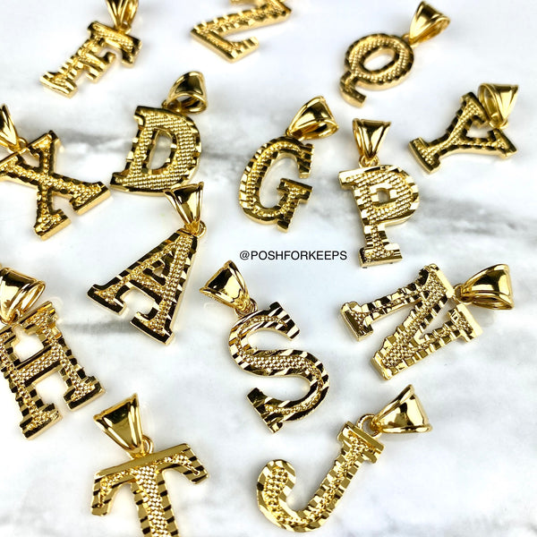 18K GOLD BLOCK INITIAL NECKLACE