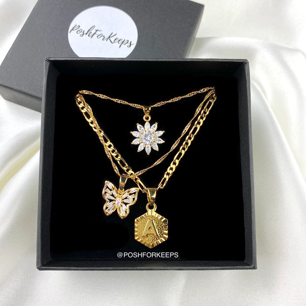 18K GOLD INITIAL PENDANT FIGARO