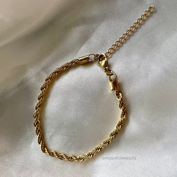 18K GOLD ROPE CHAIN BRACELET
