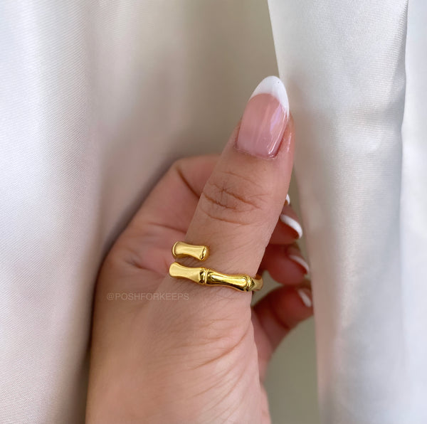 18K GOLD OPEN BAMBOO RING