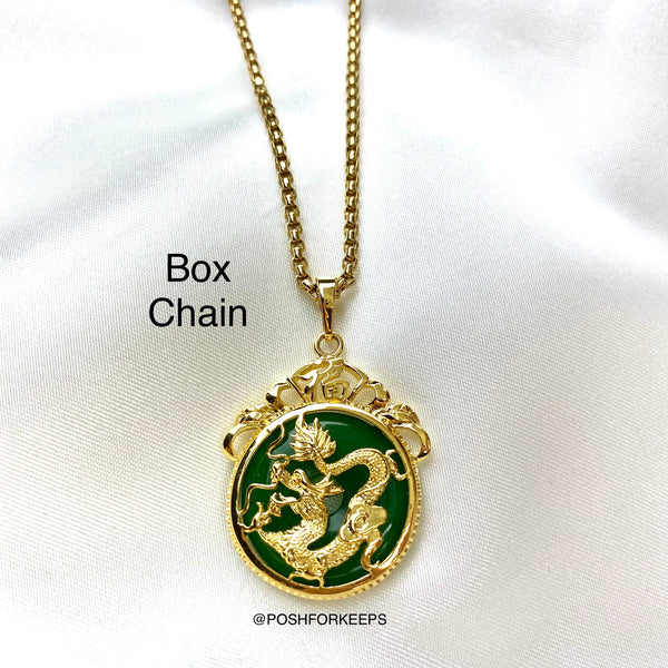 18K GOLD JADE DRAGON NECKLACE