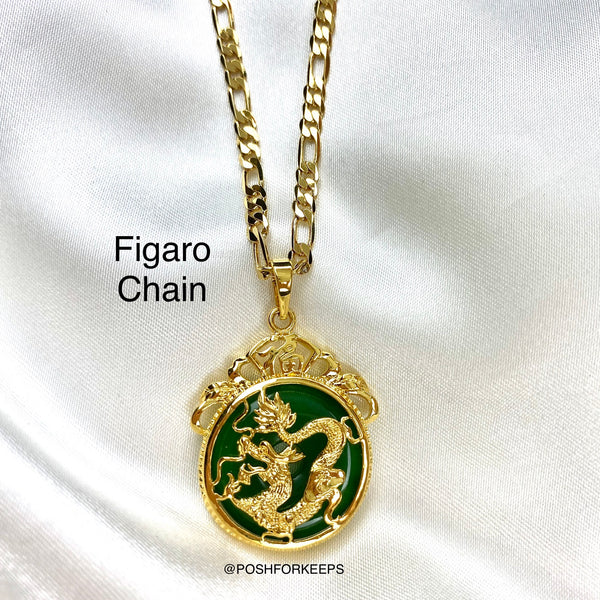 18K GOLD JADE DRAGON NECKLACE