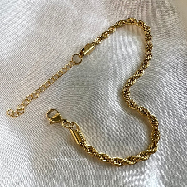 18K GOLD ROPE CHAIN BRACELET