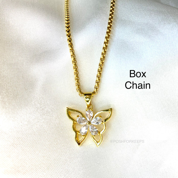 18K GOLD BUTTERFLY FLEUR NECKLACE