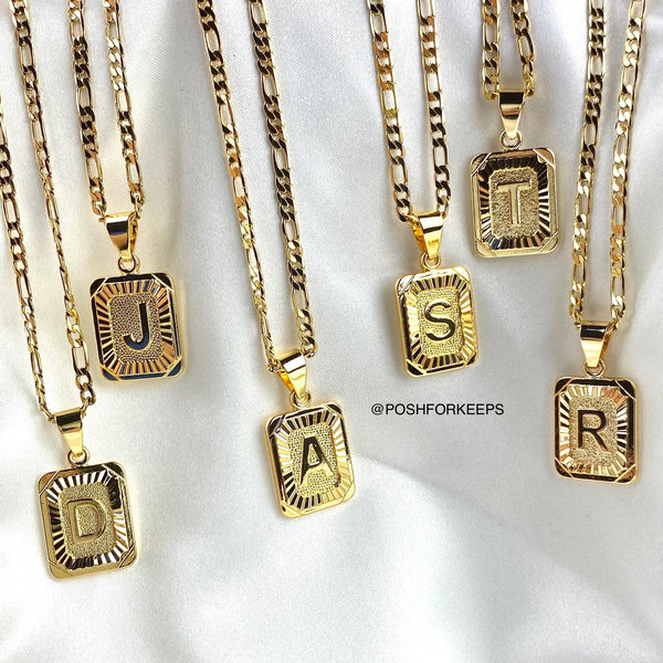 18K GOLD INITIAL MEDALLION FIGARO