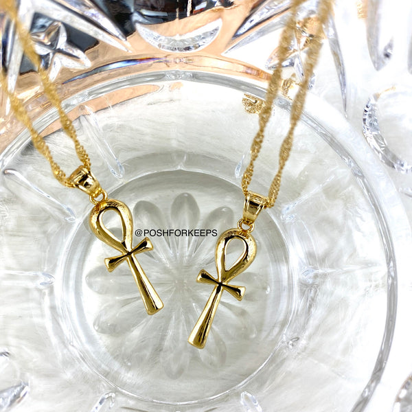 18K GOLD ANKH NECKLACE