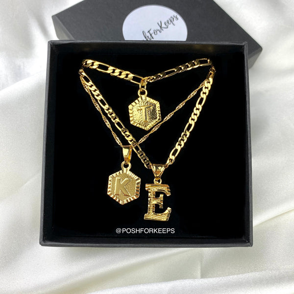 18K GOLD INITIAL PENDANT NECKLACE