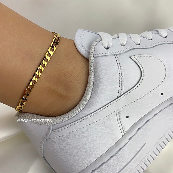 18K GOLD CUBAN ANKLET