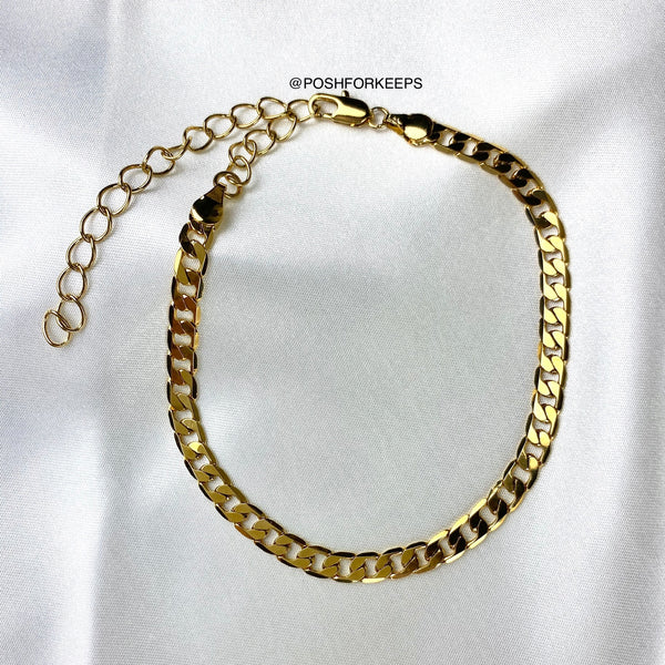 18K GOLD CUBAN ANKLET