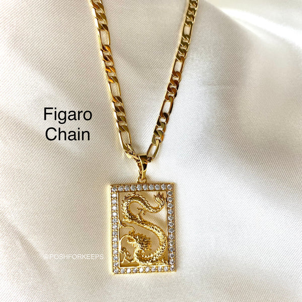 18K GOLD ICE DRAGON PLATE NECKLACE