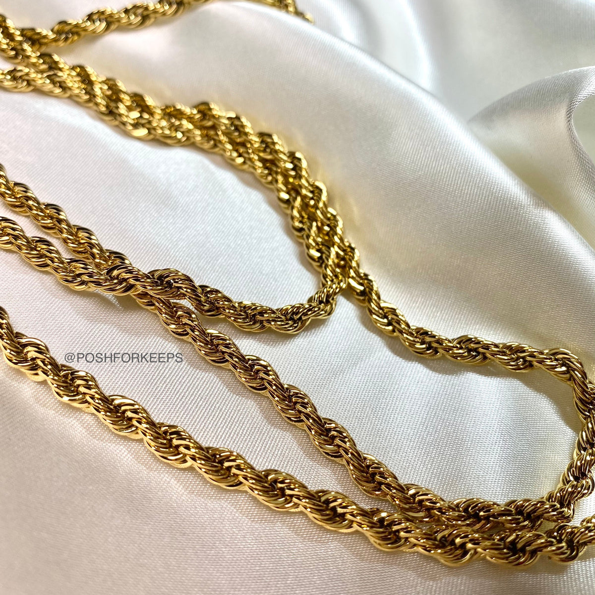 5mm Rope Chain & Bracelet 18K Gold 8