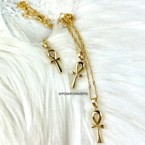 18K GOLD ANKH NECKLACE