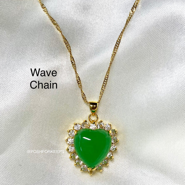 18K GOLD JADE HEART NECKLACE