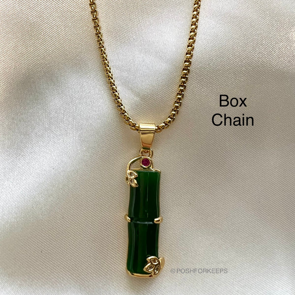 18K GOLD JADE BAMBOO NECKLACE