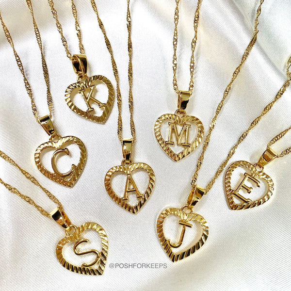 18K GOLD INITIAL HEART NECKLACE