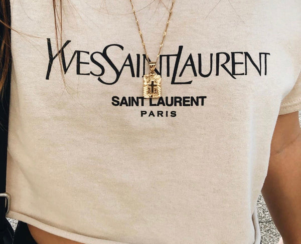 18K GOLD CROSS TAG NECKLACE