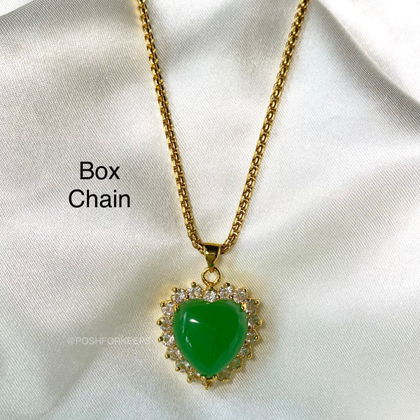 18K GOLD JADE HEART NECKLACE