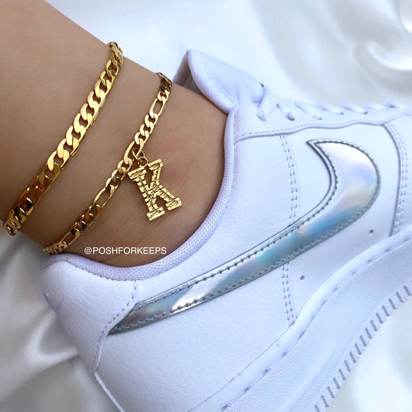 18K GOLD BLOCK INITIAL ANKLET