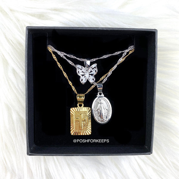 18K GOLD CROSS TAG NECKLACE