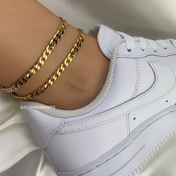 18K GOLD CUBAN ANKLET