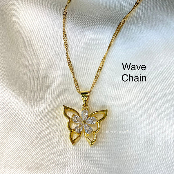 18K GOLD BUTTERFLY FLEUR NECKLACE