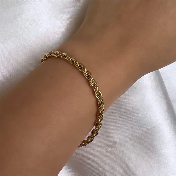 18K GOLD ROPE CHAIN BRACELET