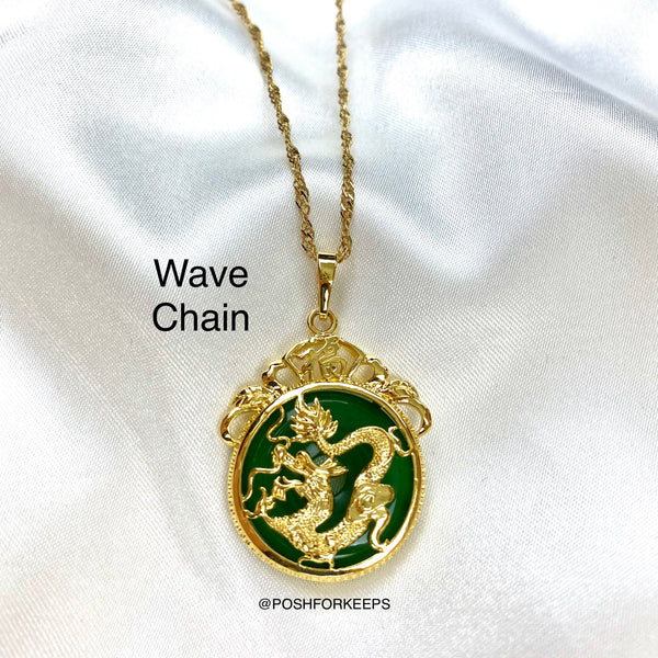 18K GOLD JADE DRAGON NECKLACE