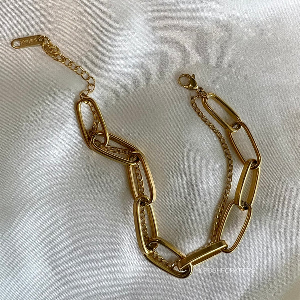 18K GOLD CHIC DOUBLE LINK BRACELET