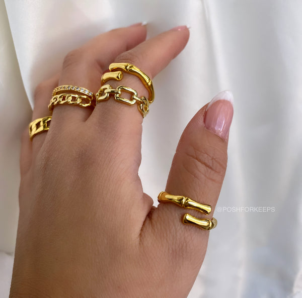 18K GOLD OPEN BAMBOO RING