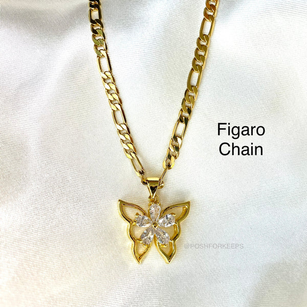 18K GOLD BUTTERFLY FLEUR NECKLACE