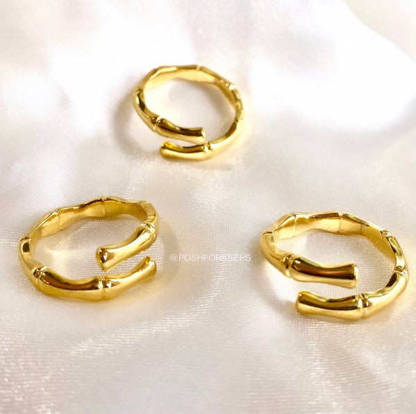 18K GOLD OPEN BAMBOO RING
