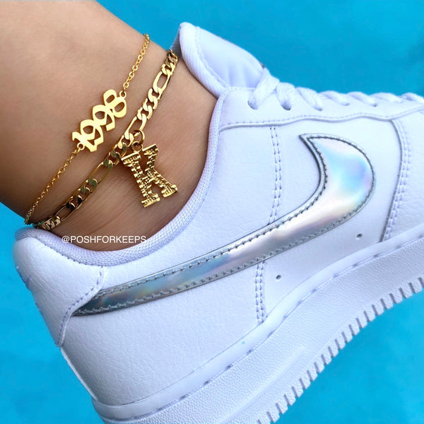 18K GOLD BLOCK INITIAL ANKLET