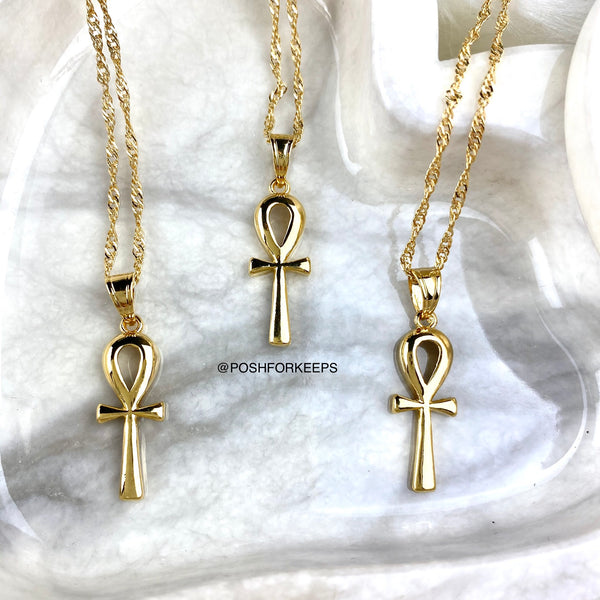 18K GOLD ANKH NECKLACE