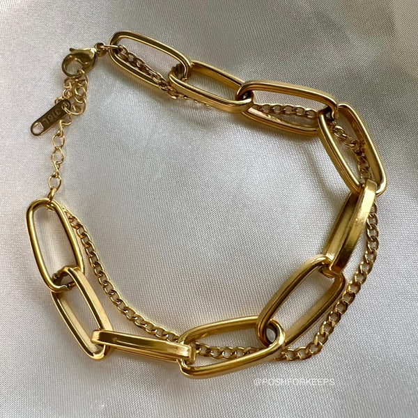 18K GOLD CHIC DOUBLE LINK BRACELET
