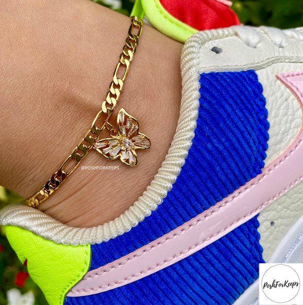 18K GOLD BUTTERFLY KISS ANKLET