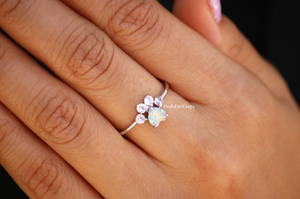 SILVER OPAL PAW RING